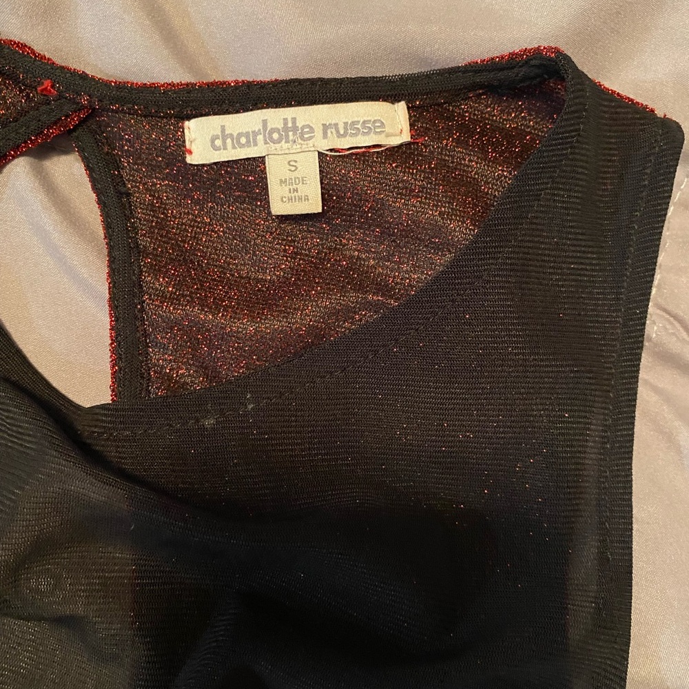 Charlotte Russe Red Sparkly Bodycon Peplum Dress Size Small EUC - Picture 5 of 10